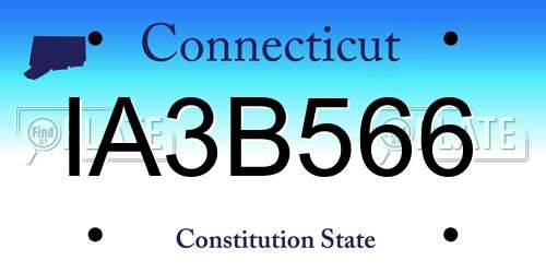 IA3B566 Connecticut License Plate