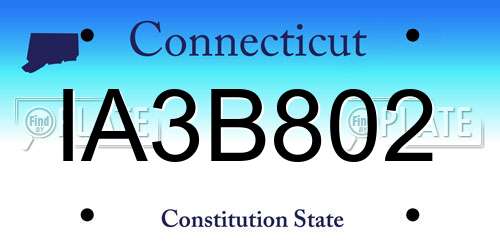 IA3B802 Connecticut License Plate