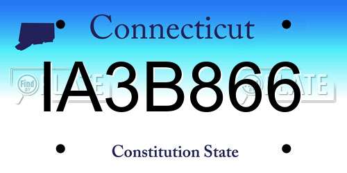 IA3B866 Connecticut License Plate