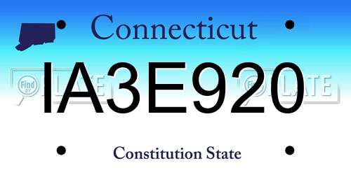 IA3E920 Connecticut License Plate