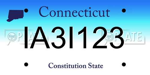IA3I123 Connecticut License Plate