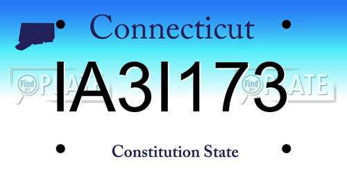 IA3I173 Connecticut License Plate
