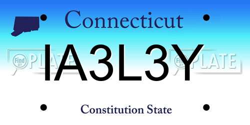 IA3L3Y Connecticut License Plate