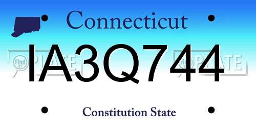 IA3Q744 Connecticut License Plate