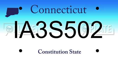 IA3S502 Connecticut License Plate