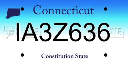 IA3Z636 Connecticut License Plate