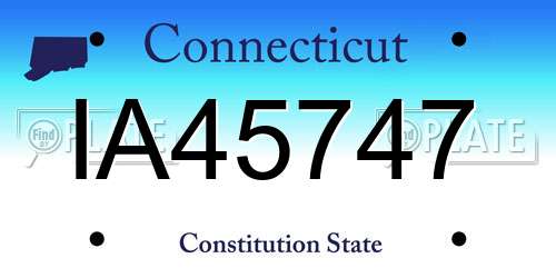 IA45747 Connecticut License Plate