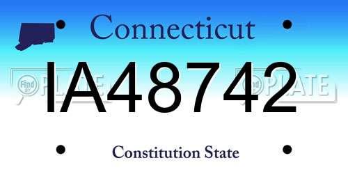 IA48742 Connecticut License Plate