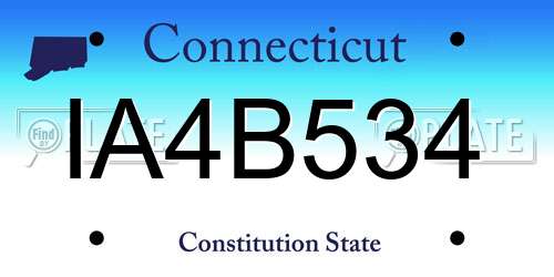 IA4B534 Connecticut License Plate