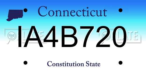 IA4B720 Connecticut License Plate
