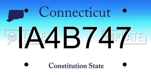IA4B747 Connecticut License Plate