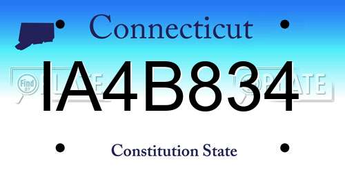 IA4B834 Connecticut License Plate