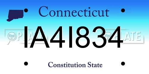 IA4I834 Connecticut License Plate