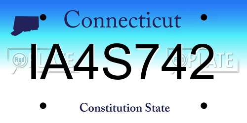 IA4S742 Connecticut License Plate