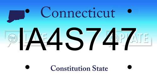 IA4S747 Connecticut License Plate