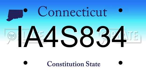 IA4S834 Connecticut License Plate