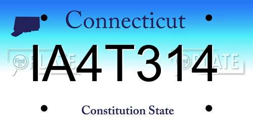 IA4T314 Connecticut License Plate