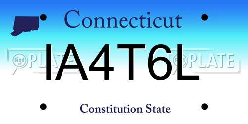 IA4T6L Connecticut License Plate
