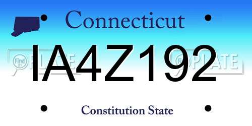 IA4Z192 Connecticut License Plate