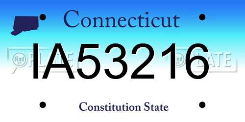 IA53216 Connecticut License Plate