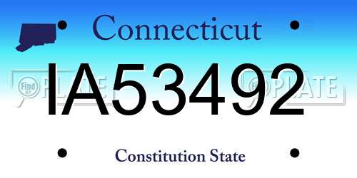 IA53492 Connecticut License Plate