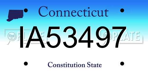 IA53497 Connecticut License Plate