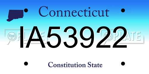IA53922 Connecticut License Plate