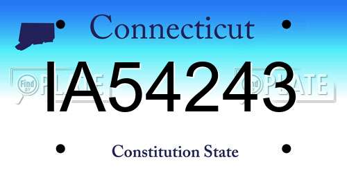 IA54243 Connecticut License Plate