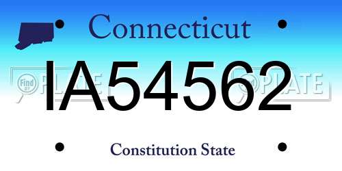 IA54562 Connecticut License Plate