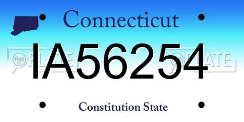 IA56254 Connecticut License Plate