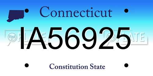 IA56925 Connecticut License Plate