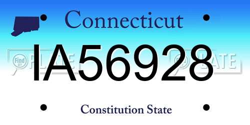IA56928 Connecticut License Plate