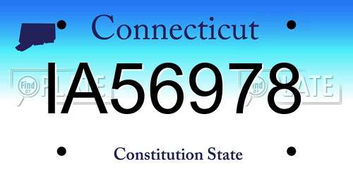 IA56978 Connecticut License Plate