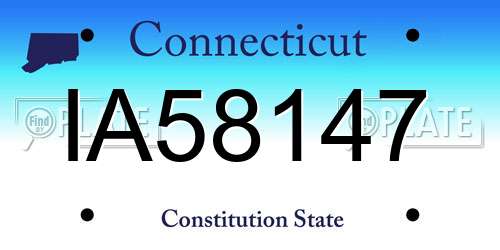 IA58147 Connecticut License Plate