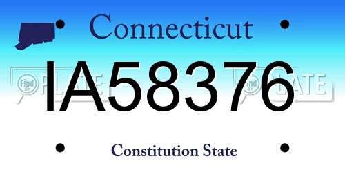 IA58376 Connecticut License Plate