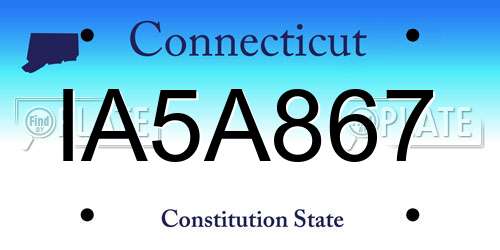 IA5A867 Connecticut License Plate