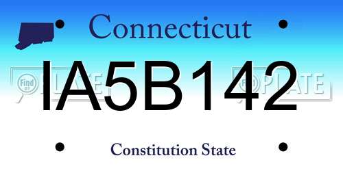 IA5B142 Connecticut License Plate