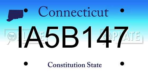 IA5B147 Connecticut License Plate
