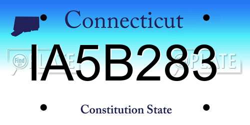 IA5B283 Connecticut License Plate