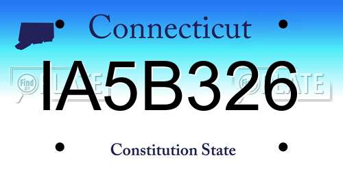 IA5B326 Connecticut License Plate