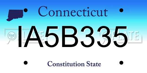 IA5B335 Connecticut License Plate