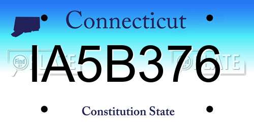 IA5B376 Connecticut License Plate