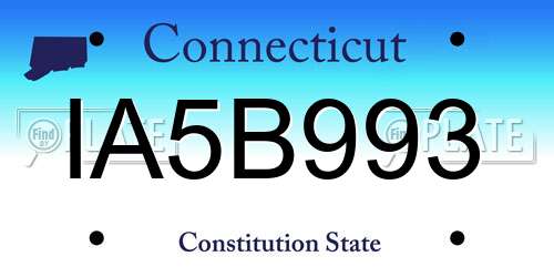 IA5B993 Connecticut License Plate