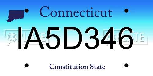 IA5D346 Connecticut License Plate