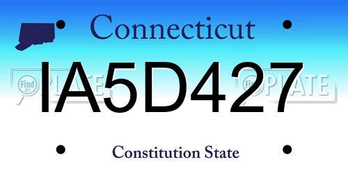 IA5D427 Connecticut License Plate