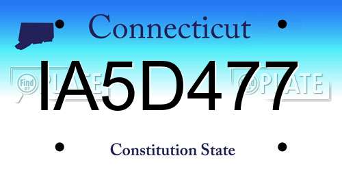 IA5D477 Connecticut License Plate