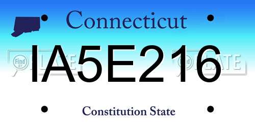 IA5E216 Connecticut License Plate