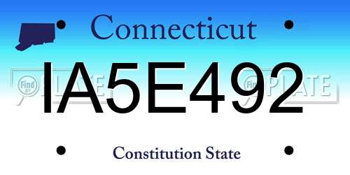 IA5E492 Connecticut License Plate