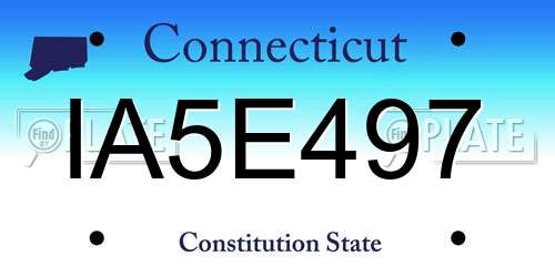 IA5E497 Connecticut License Plate