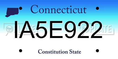 IA5E922 Connecticut License Plate